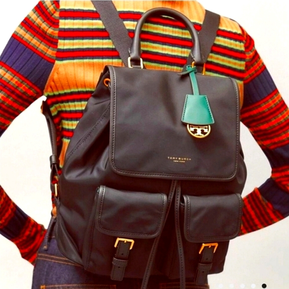 Tory Burch Black Designer Perry Nylon Backpack Women\'s Travel Shoulder Bag main image 8